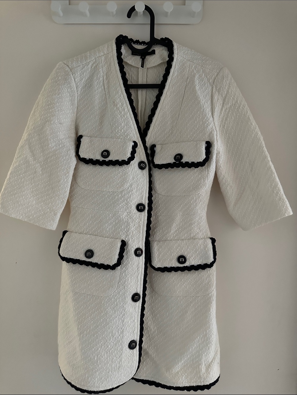 contrasting tweed dress by maje
